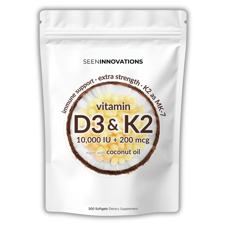 SeenInnovations™ Vitamin D3+K2 Coconut Oil Softgels