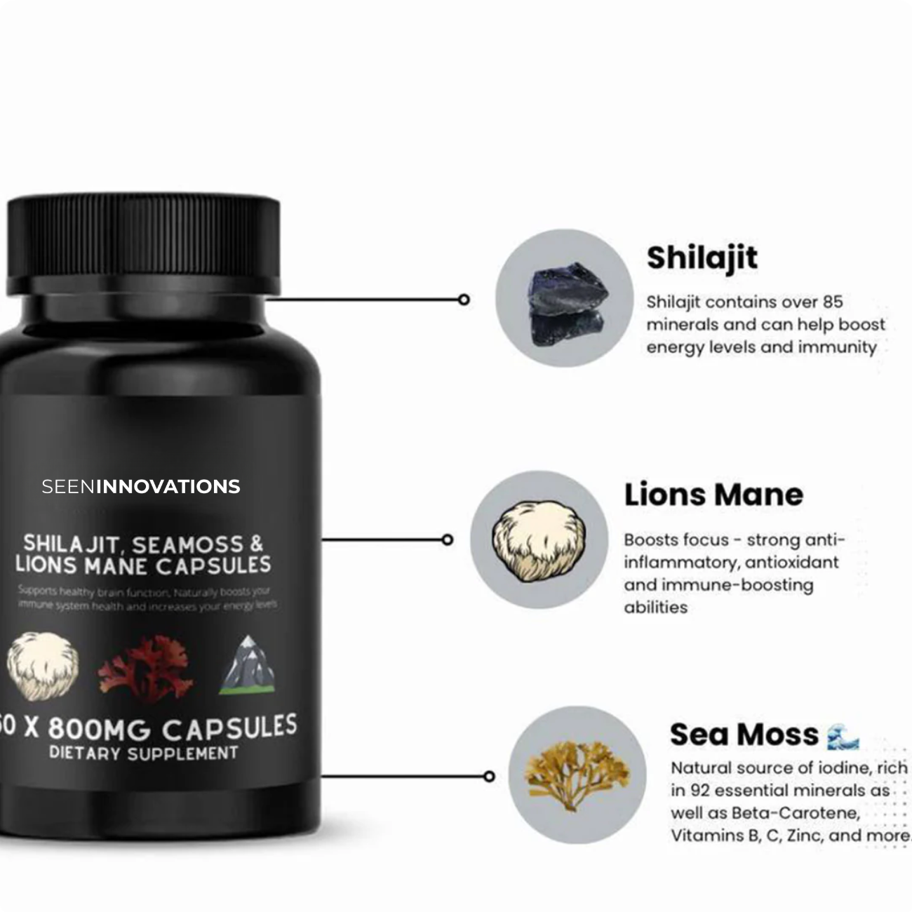 SHILAJIT, SEA MOSS, LION'S MANE CAPSULES.