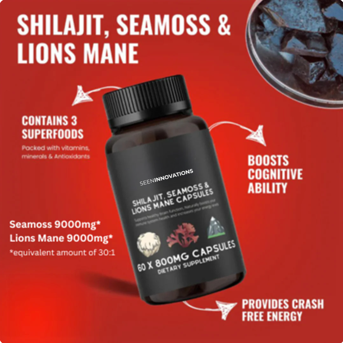 SHILAJIT, SEA MOSS, LION'S MANE CAPSULES.